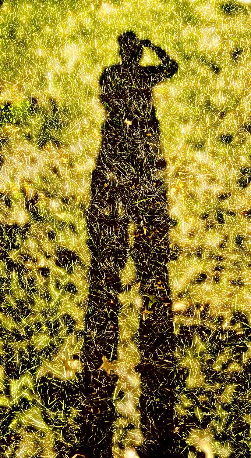 Shadow reflected in the grass - by Tony Karp - Me on grass - Techno-Impressionist Museum - Techno-Impressionism - art - beautiful - photo photography picture - by Tony Karp