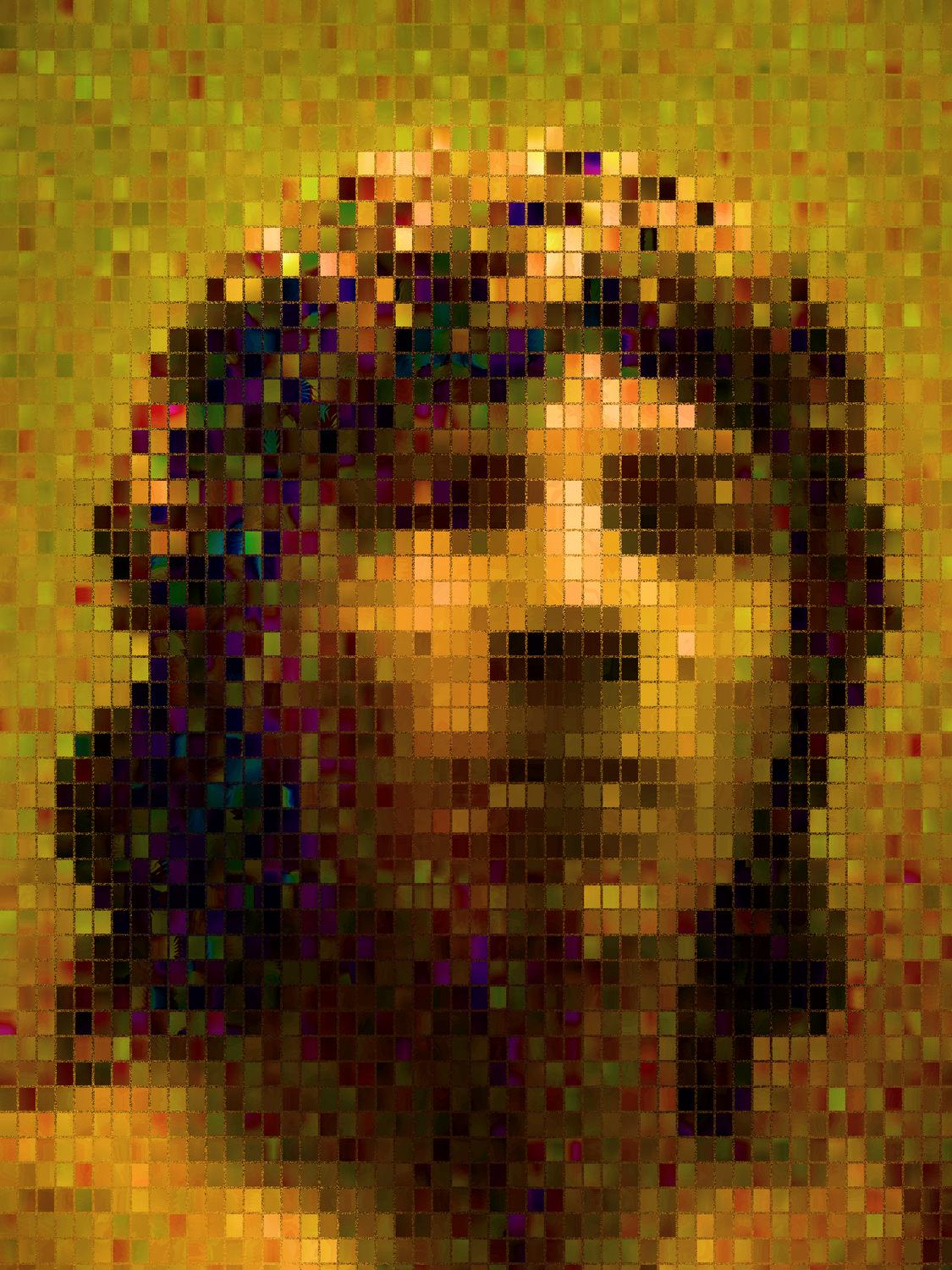 - <center>Portrait made from colored tiles - Techno-Impressionist Museum - Techno-Impressionism - art - beautiful - photo photography picture - by Tony Karp