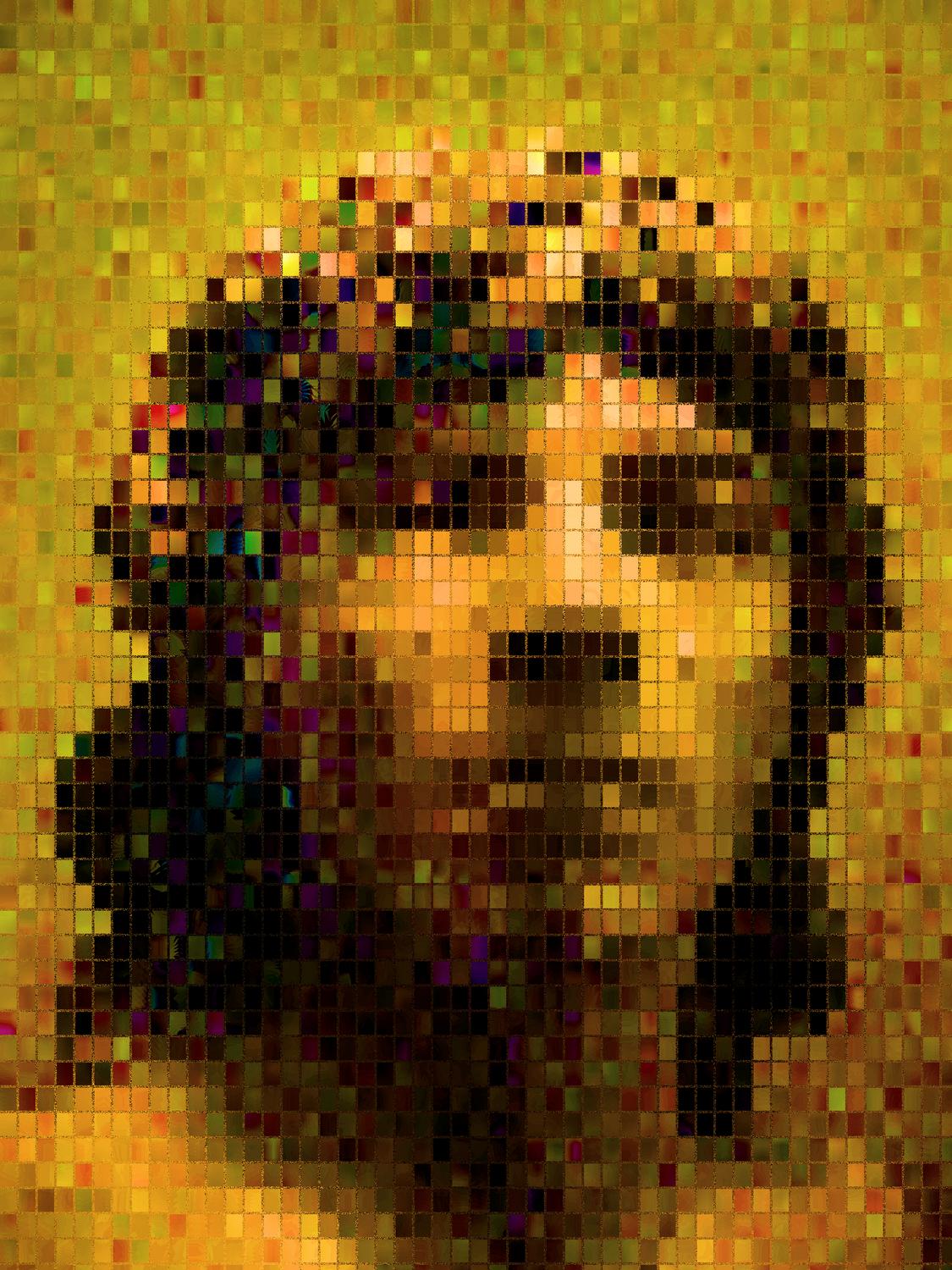 face from a museum done in colored tiles patternism - <center>A portrait  made from colored tiles - Techno-Impressionist Museum - Techno-Impressionism - art - beautiful - photo photography picture - by Tony Karp