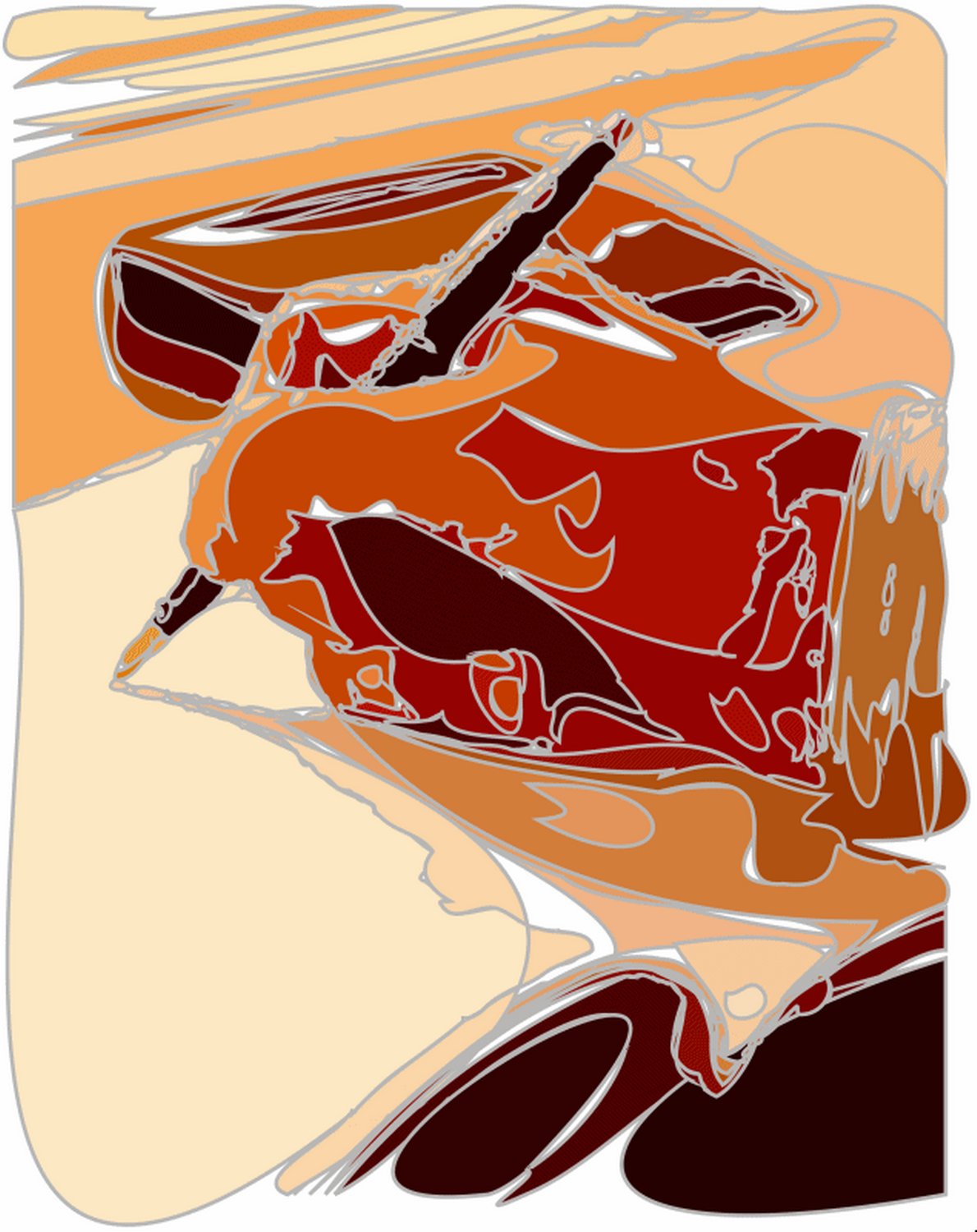image in shades in orange and brown. Striking image of a hand holding a pen poised to write on a piece of paper. - Handwriting - Techno-Impressionist Museum - Techno-Impressionism - art - beautiful - photo photography picture - by Tony Karp